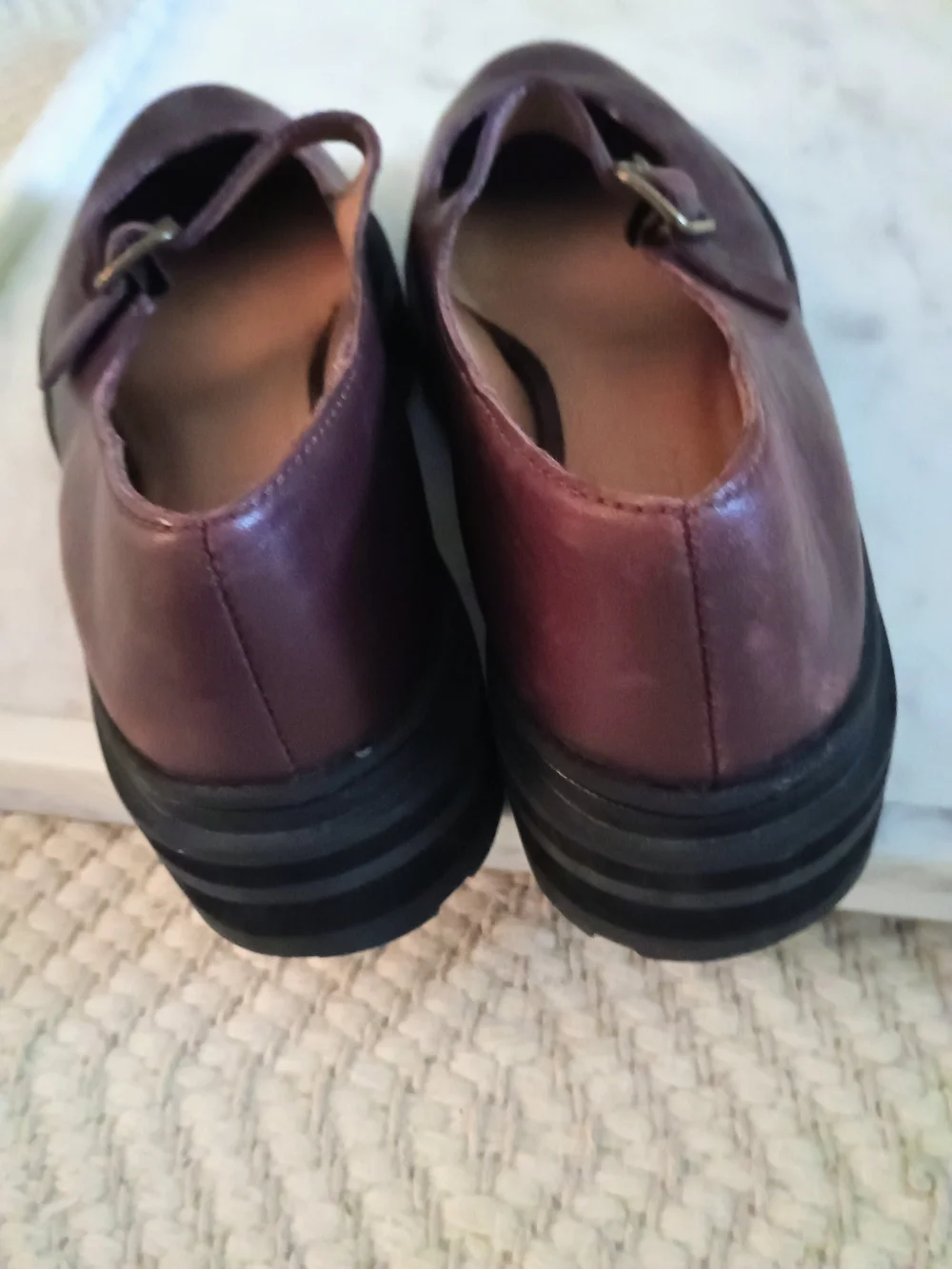 Madewell Women’s Mary Jane Platform Loafers in Burgundy Size 7.5